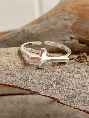 Silver ring with cross new 925 sterling silver adjustable