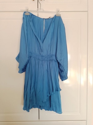 Zara satin dress with asymmetrical detail like new, blue, XS