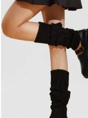 Women's leg warmers pack of 2 cotton, black and turquoise