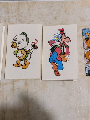 Disney cards blank 1970s, set of 4, matte finish