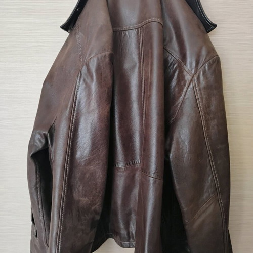 Milestone leather men's jacket used, dark brown, XXL