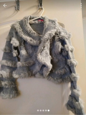 Bolero knitted with fur like new, size 140 cm, gray, for 10-12 years