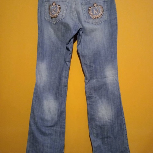 Motivi flared jeans used with embroidery and sequins, size UK 12