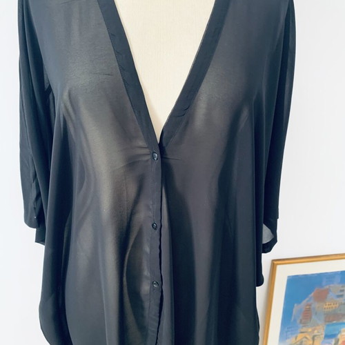 ICHI Black Transparent Shirt One Size New