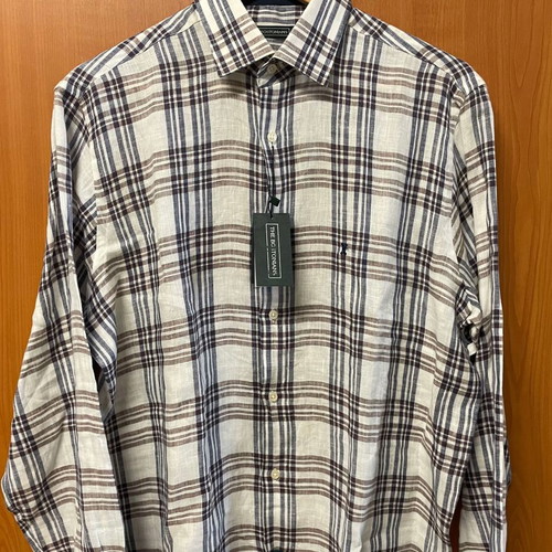 The Bostonians Long Sleeve Linen Checked Shirt M new