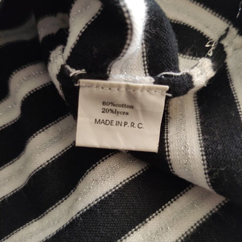 Vintage Y2K Knit Striped Top with Chunky Chain and Lace Neckline, used