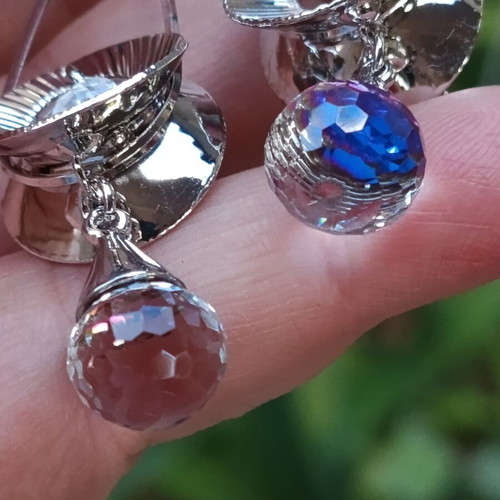Vintage earrings with Swarovski crystals new, silver