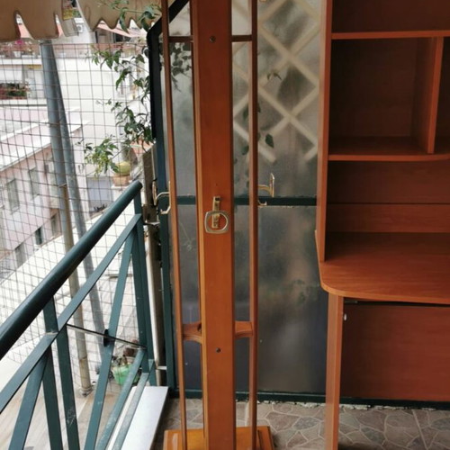 Wooden coat rack with golden hooks like new