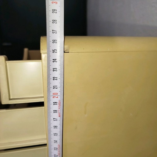 Vintage 80s' filing cabinet used, hard plastic with 4 drawers