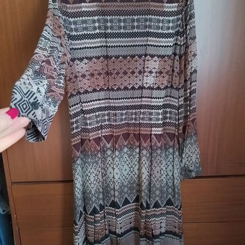 Mango dress L like new, brown with geometric patterns