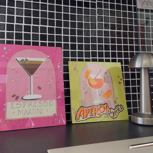 Hand-painted Aperol and Espresso Martini framed art prints