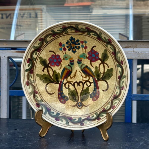 Collectible ceramic decorative plate Athens signed with peacocks 24cm used