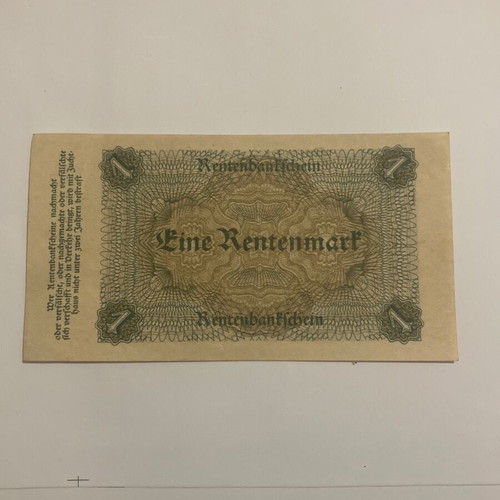 German Weimar 1 Rentenmark 1923 banknote like new