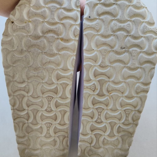 Birkenstock Arizona Vegan Birko-Flor Nubuck Sandals Lavender Fog Size 39 Like New