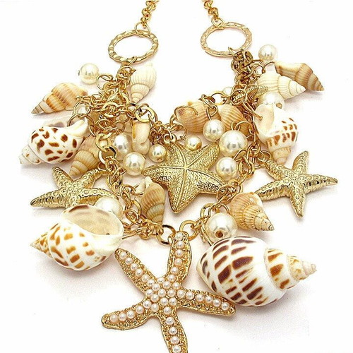 Shells pendant necklace new, gold color