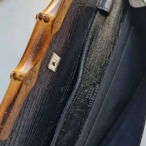Gucci GG Bamboo Bar bag, vintage black canvas crossbody