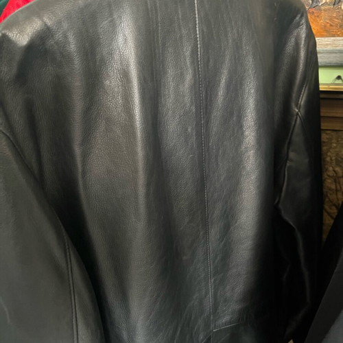 Gianni Versace Vintage Mens Black Leather Overcoat Jacket Size IT56 like new