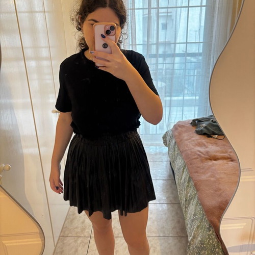 Zara black faux leather skort like new, size S