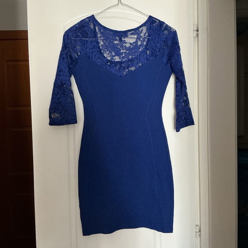 Bershka dress blue like new, cotton, elastane and polyester