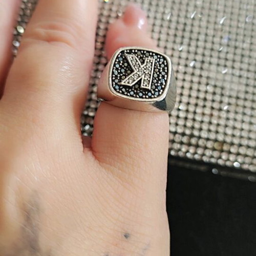 Sevalier ring new 750 K gold-plated with letter K monogram