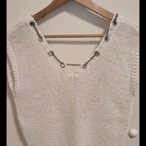Guess Jeans vintage white knitted top with chains, size M