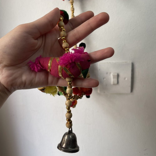 Ethnic Boho Wall Hanging Decorative Elephants and Bells like new