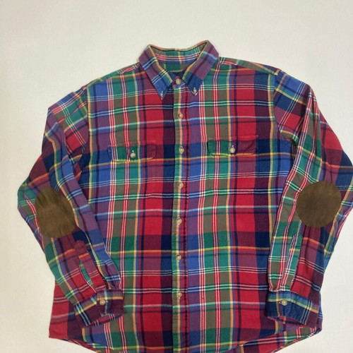 Ralph Lauren 90s flannel shirt XL, colorful block pattern, long sleeve