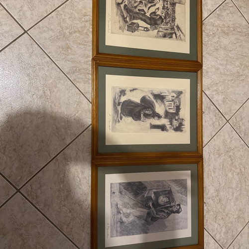 Paintings used, set of 3 pieces 0.38x0.30x0.15