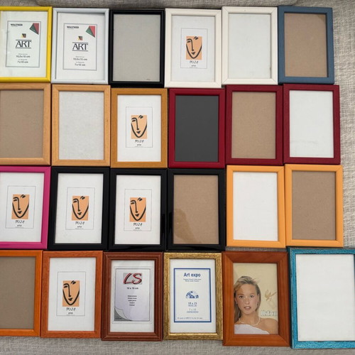 Wooden photo frames new, pack of 24, sizes 10x15 and 13x17 cm