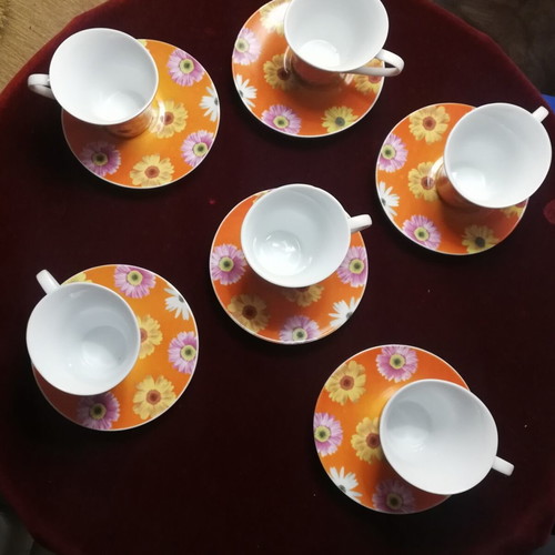 Porcelain Coffee Cups Set of 6 with Original Design