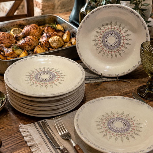 Vintage set of 10 shallow plates & platter Elke Chalkidos Ironstone