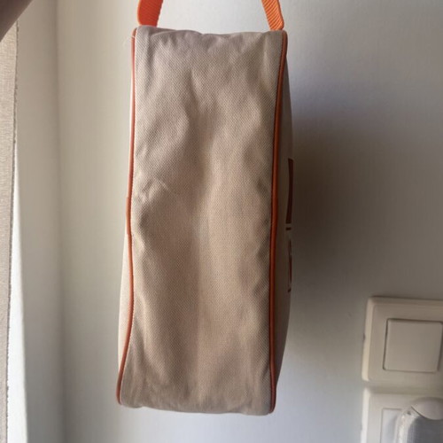 Large zipper travel toiletries pouch H&M like new, beige and orange