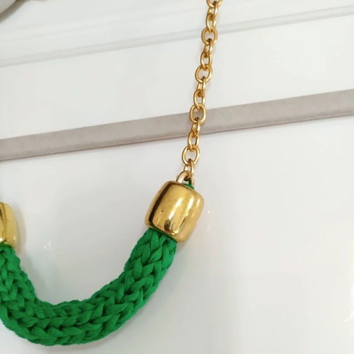 Colorblock necklace green statement chunky, new