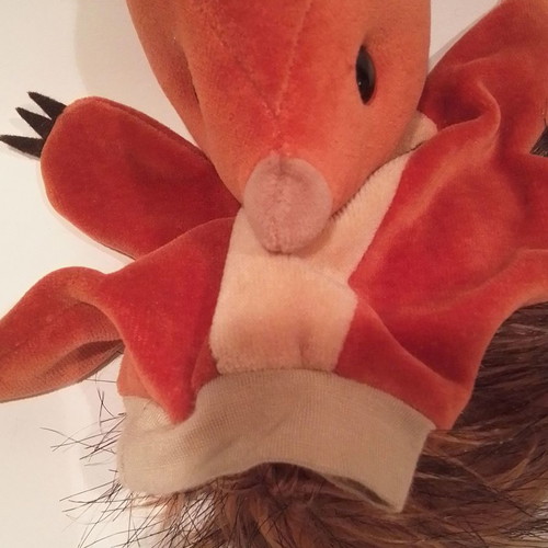 Plush hand puppet squirrel used Nutsy handmade
