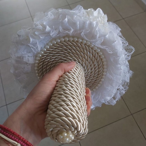 Bridal bouquet handmade, fabric, new in white and ivory shades