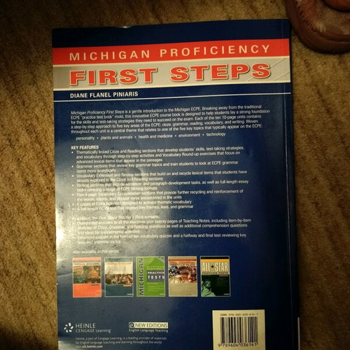 Michigan Proficiency First Steps book used with notes and answers