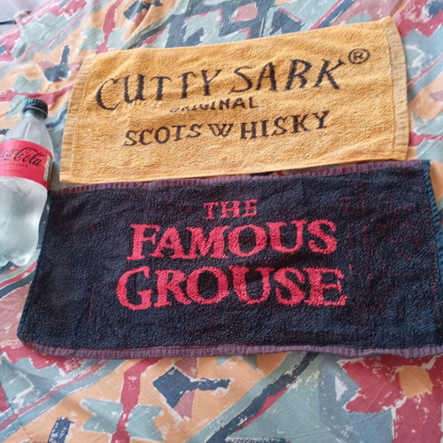 Vintage bar towels used, 90s advertising