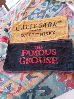 Vintage bar towels used, 90s advertising