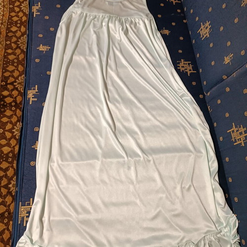 Vintage bridal nightgown new, turquoise satin jersey fabric