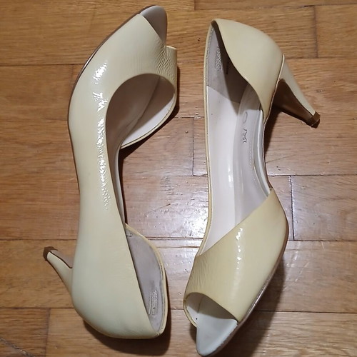 Aldo leather open toe stilettos size 38 like new beige