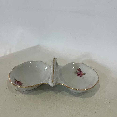 Vintage porcelain salt cellar with flowers Titon Veles used