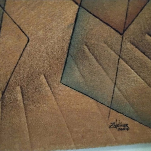 Handmade sand art painting 60×78 cm like new, abstract geometric art