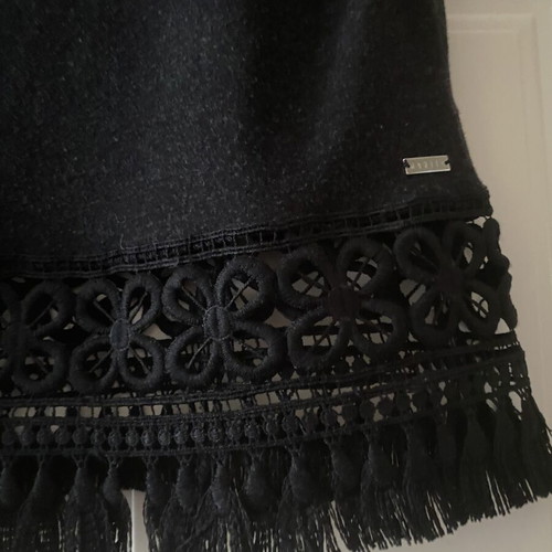Mohito Collection Black Blouse size L like new with lace and fringes