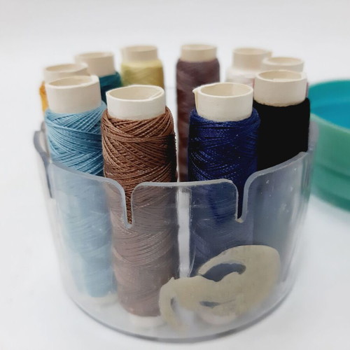 Thread set like new, 10 colors in compact box 7×6 cm