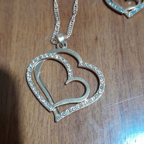 Heart jewelry set new gold color, unused