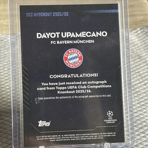 Topps Uefa Club Competitions Knockout 2025-26 Dayot Upamecano auto like new