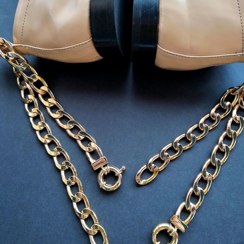 By Far Nick moccasins semi-patent leather beige with detachable gold ankle chain size 39