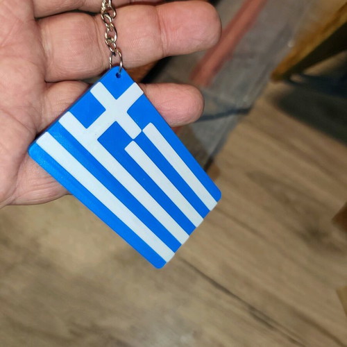 Greek Flag 3D Printed Keychain New