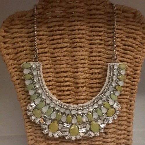 Statement necklace used with green stones