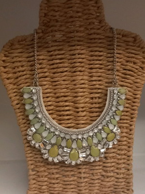 Statement necklace used with green stones